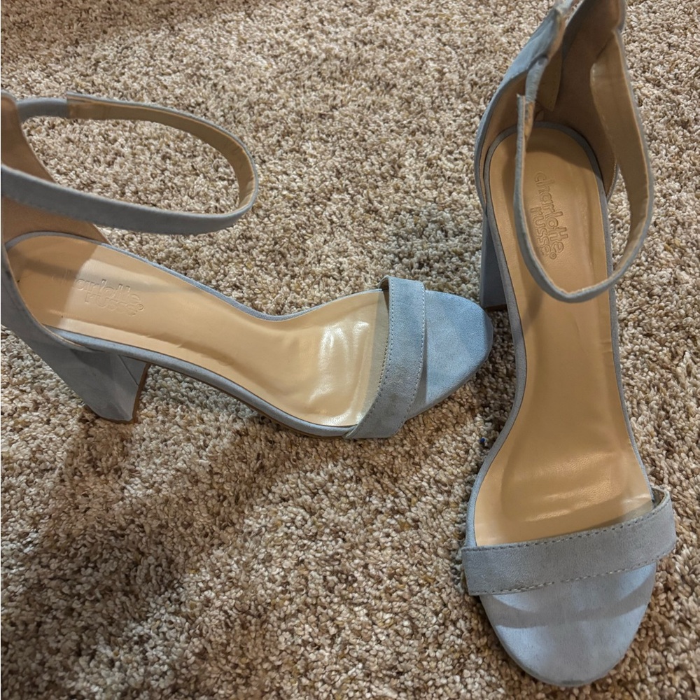 Women’s light denim block heels